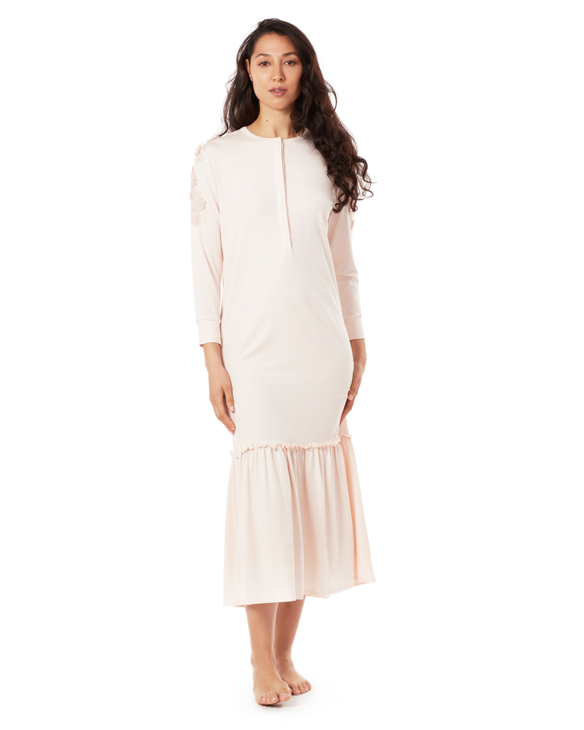 Women's Ruffle Hem Gown : Color: Pale Blush