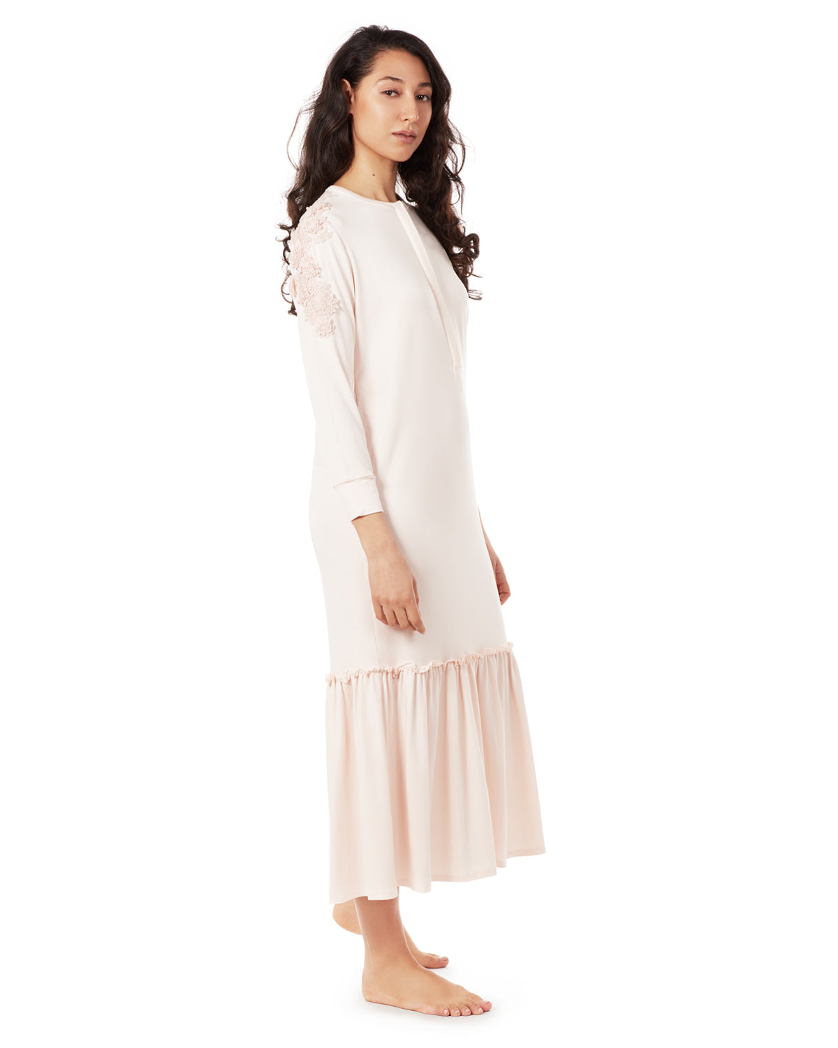 Women's Ruffle Hem Gown : Color: Pale Blush
