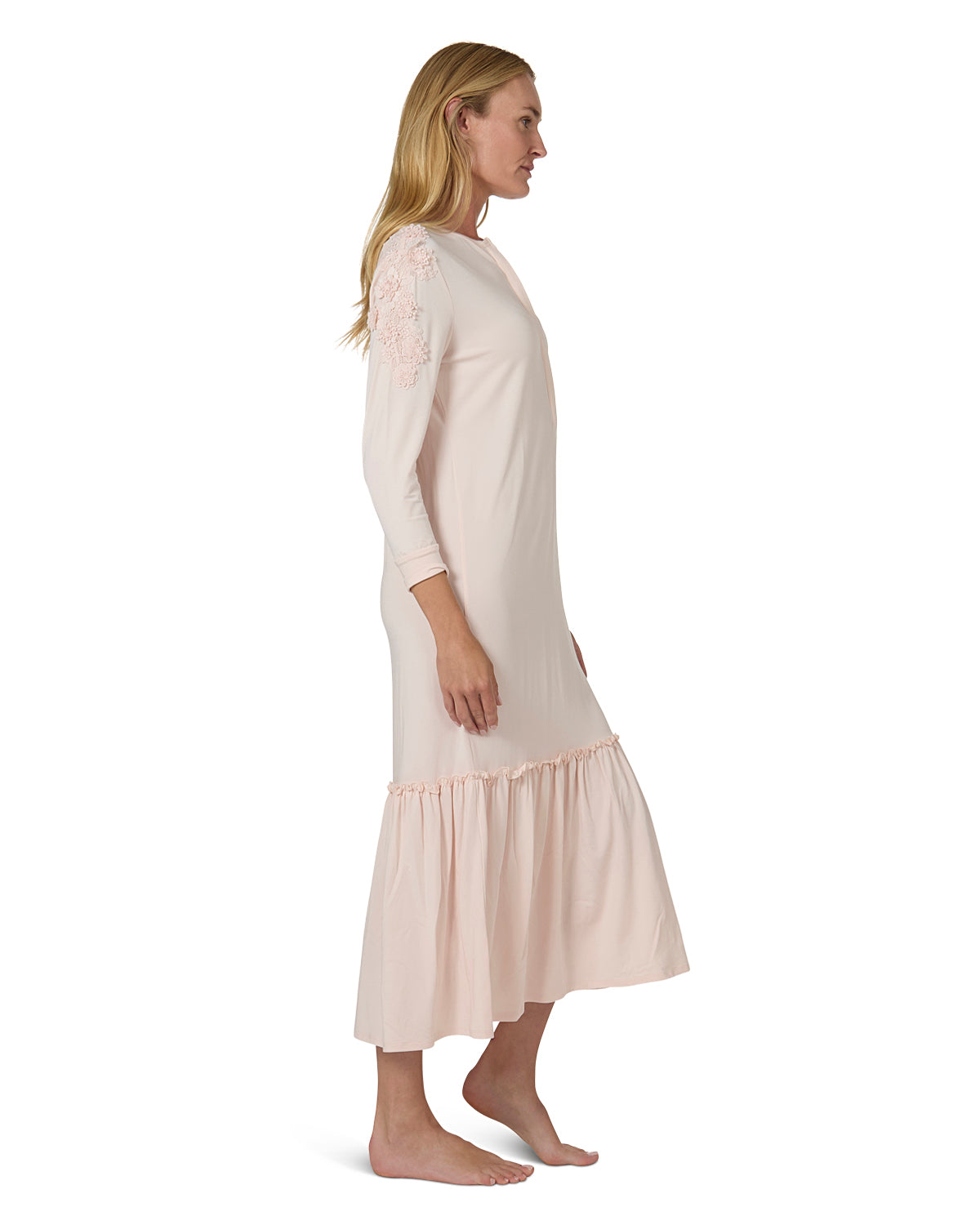 Women's Ruffle Hem Gown : Color: Pale Blush