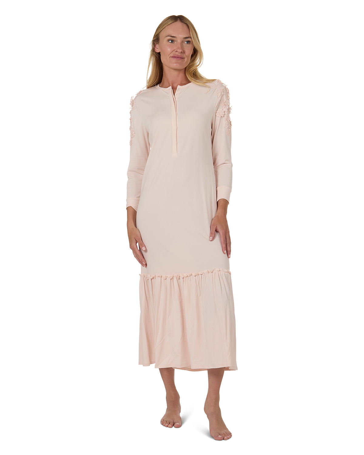 Women's Ruffle Hem Gown : Color: Pale Blush