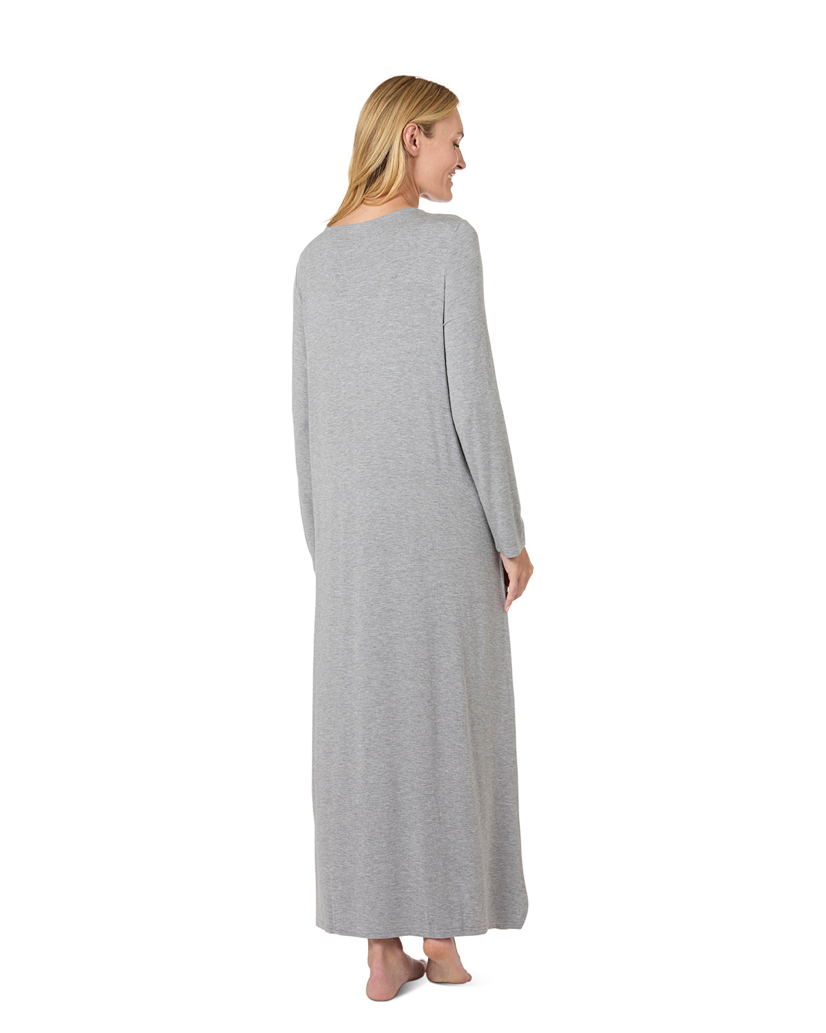 Women's Lace Trimmed Nursing Night Gown : Color: Heather Gray
