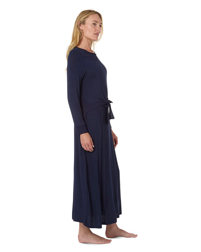 Women's Front Tie Nursing Night Gown : Color: Navy