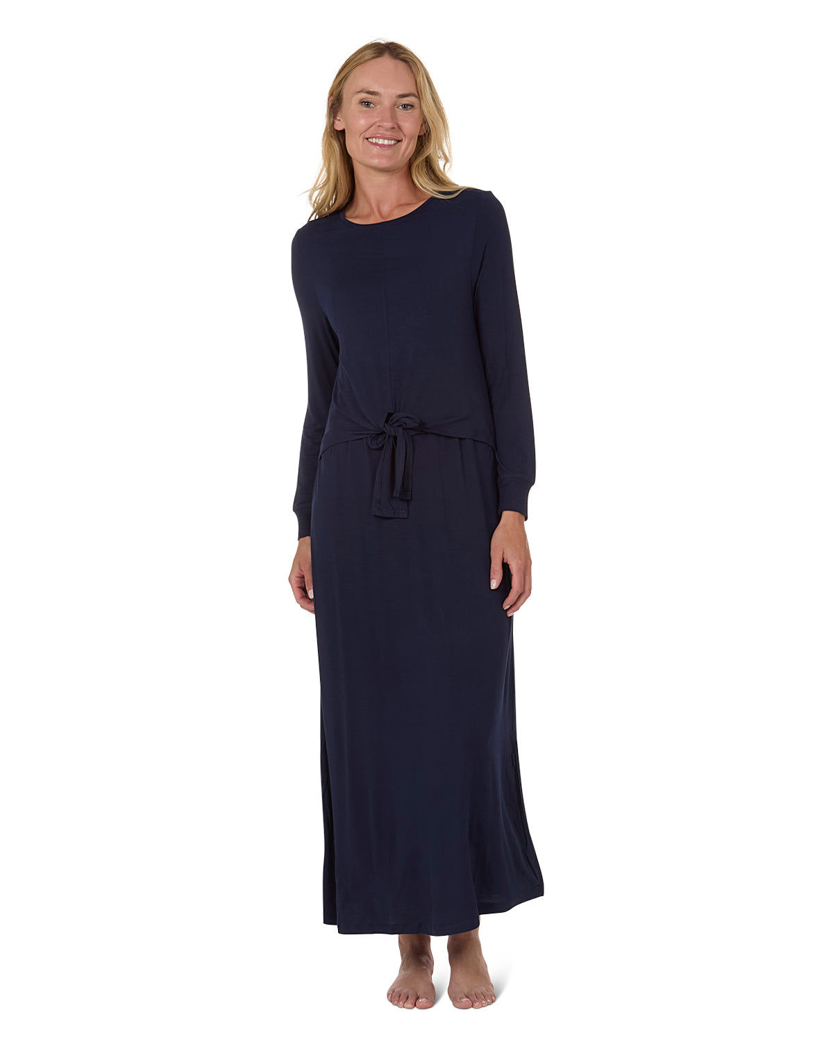 Women's Front Tie Nursing Night Gown : Color: Navy