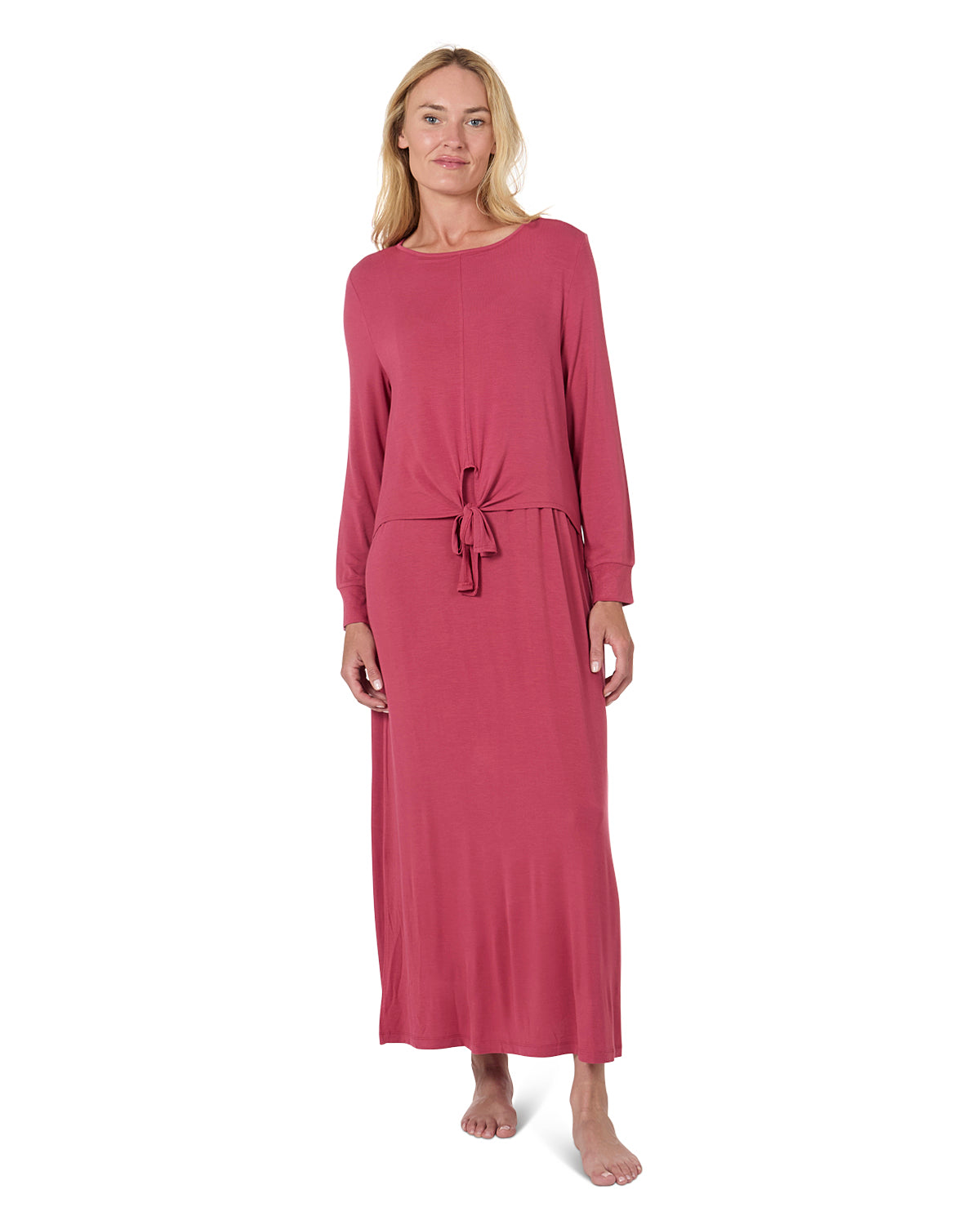 Women's Front Tie Nursing Night Gown : Color: Rouge