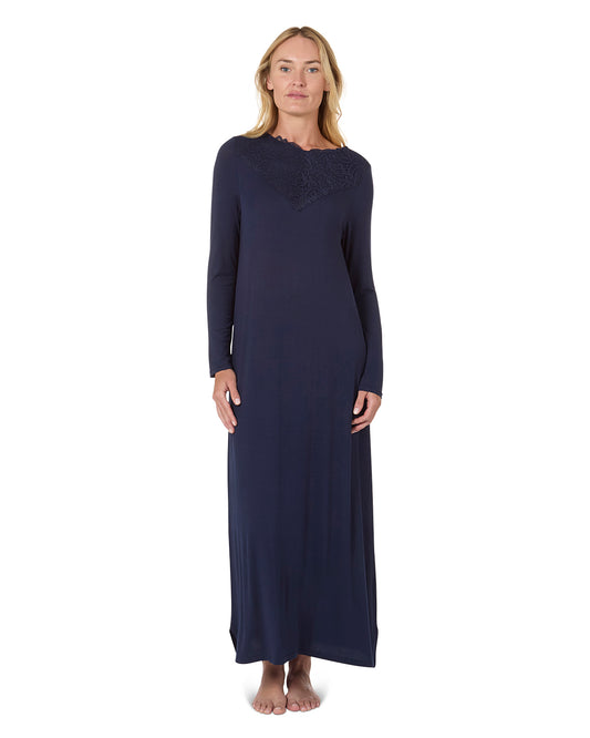 Women's Lace Trimmed Night Gown : Color: Navy