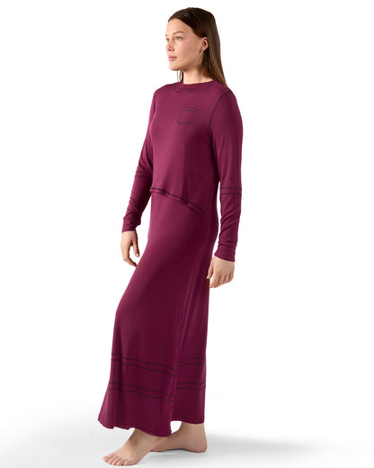 Women's Modal Blend Full-Length Nursing Gown with Decorative Stitching