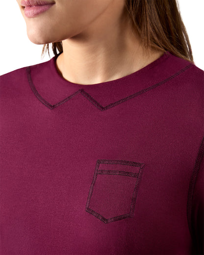 Women's Modal Blend Full-Length Nursing Gown with Decorative Stitching