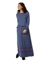 Women's Modal Blend Full-Length Nursing Gown with Decorative Stitching