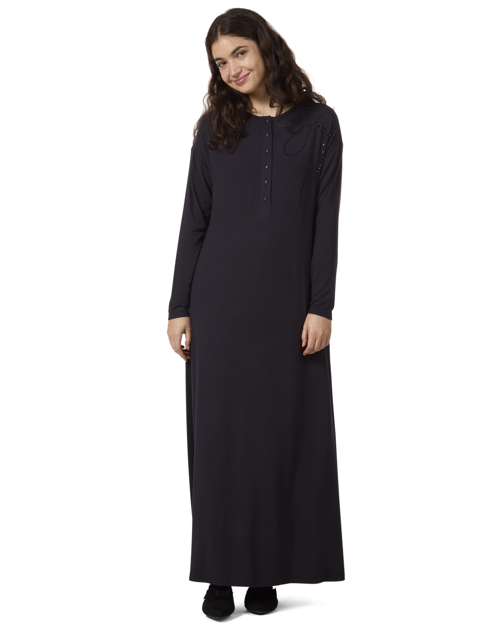 Women's Rhinestone-Bow-Trimmed Modal Blend Nightgown