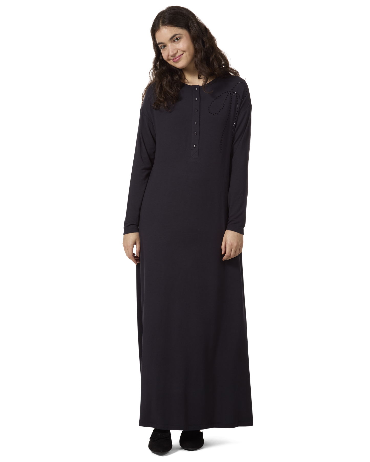 Women's Rhinestone-Bow-Trimmed Modal Blend Nightgown