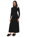 Women's Houndstooth-Trim Cotton-Rich Full-Length Nightgown