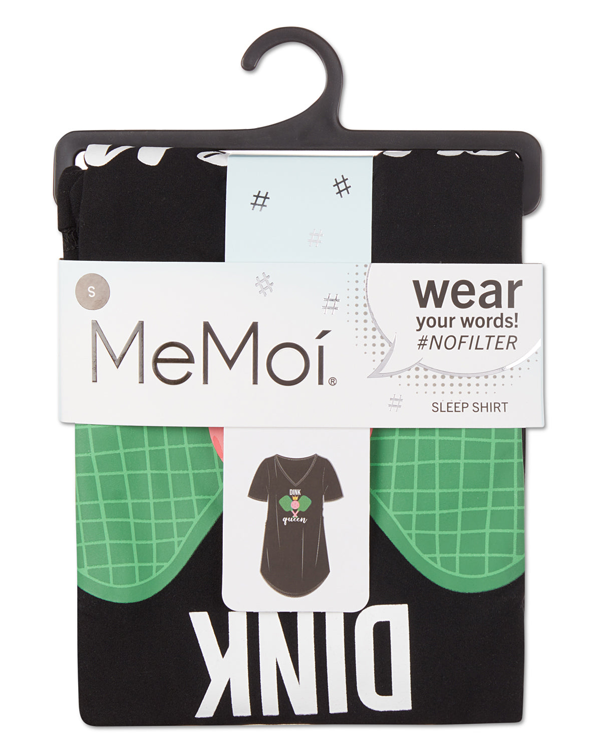 Women's Pickleball Princess V-Neck Sleepshirt : Color: Black