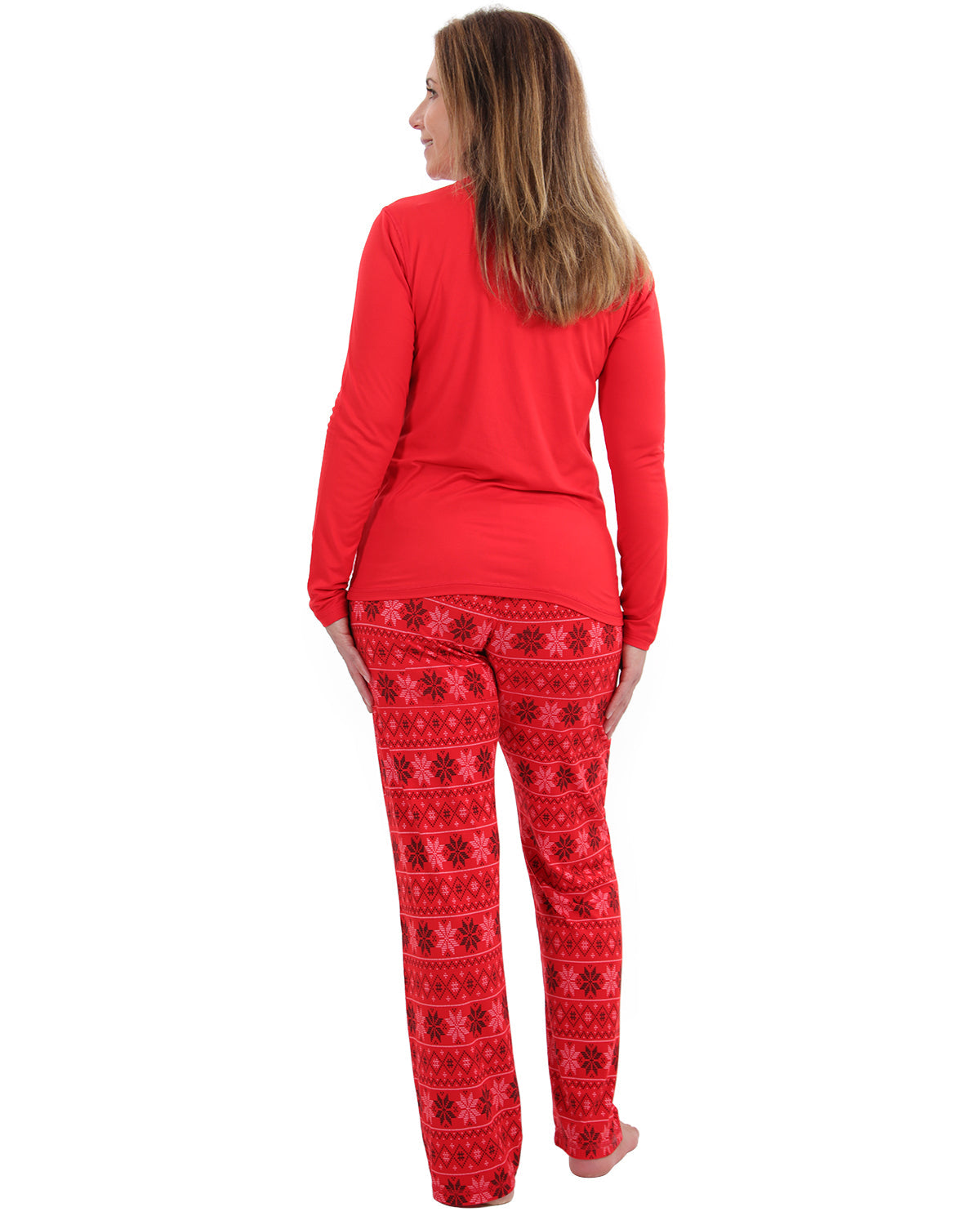 Women's Santa Don't Judge Me Snowflake Love Two-Piece PJ Set : Color: Red