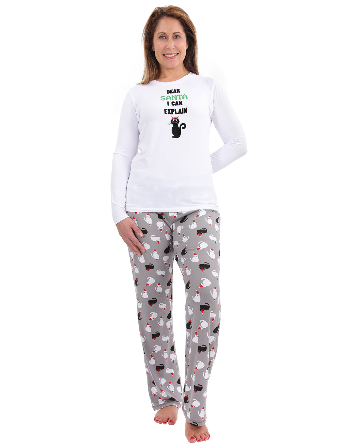 Women's Christmas Dear Santa I Can Explain Two-Piece PJ Set : Color: White