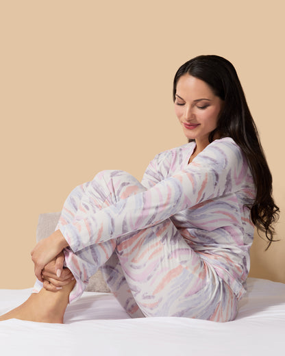 Women's Pastel Zebra Long Sleeve Pajama Set