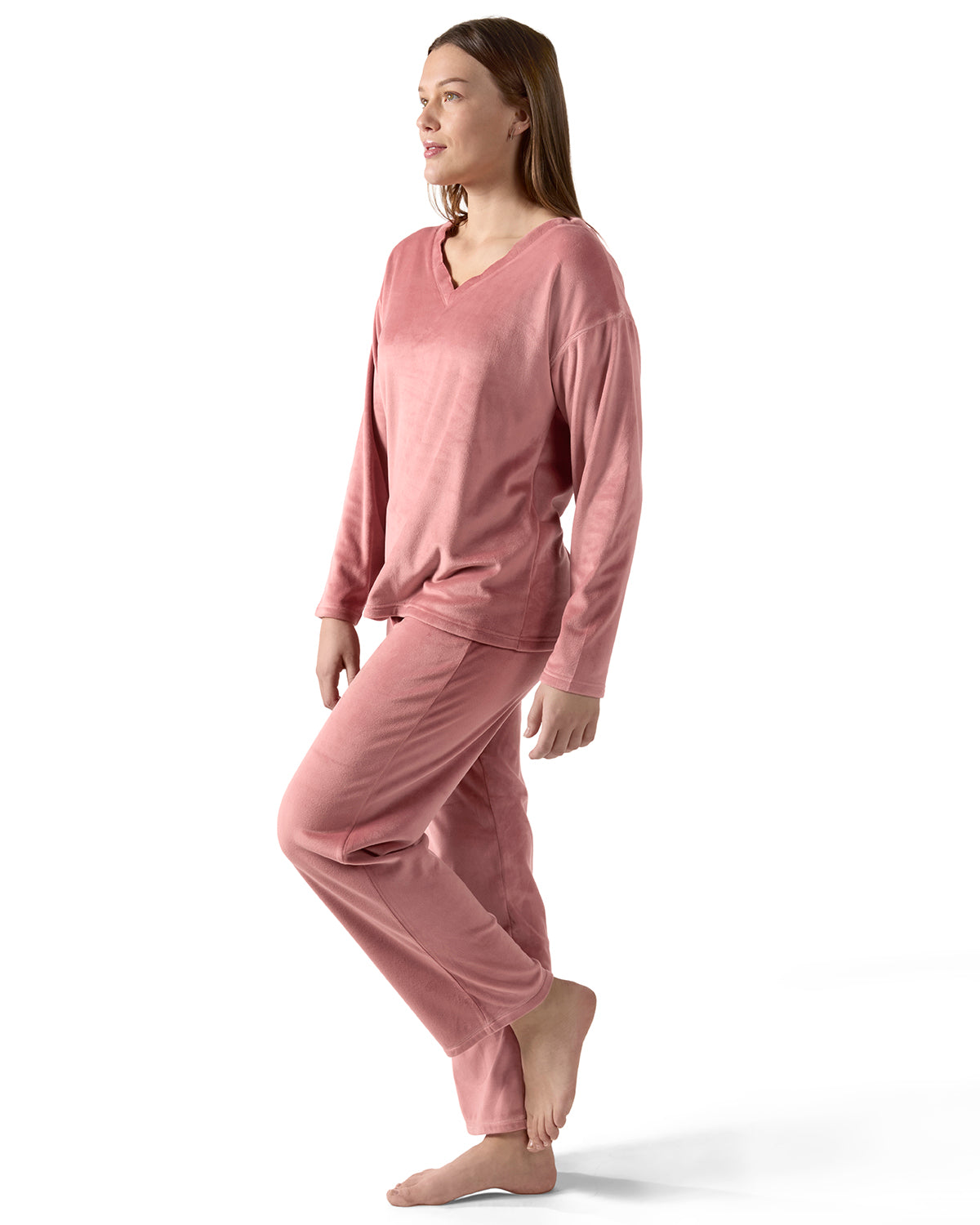 Women's 2 Piece Velour V-Neck Sweatshirt Lounge Set