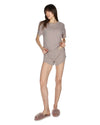 Women's Relaxed Fit 100% Cotton Slub Knit Short Set : Color: Taupe