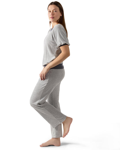 Women's Bamboo-Blend Spa Terry Matching Top and Pants Set