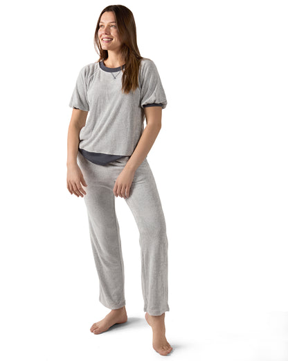 Women's Bamboo-Blend Spa Terry Matching Top and Pants Set