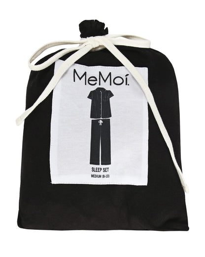 Women's Notch Collar Capri Cotton Blend Pajama Set : Color: Black