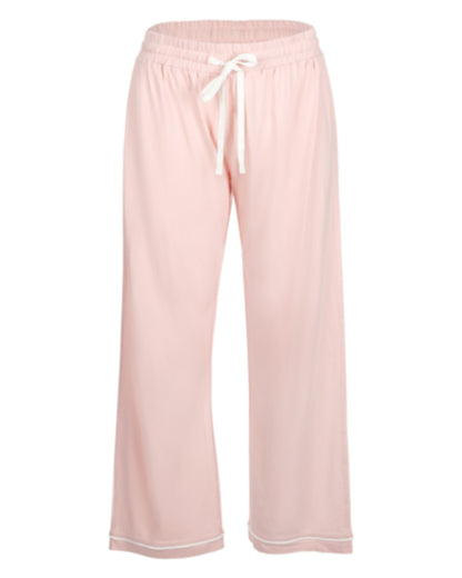 Women's Notch Collar Capri Cotton Blend Pajama Set : Color: Misty Rose