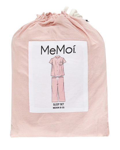 Women's Notch Collar Capri Cotton Blend Pajama Set : Color: Misty Rose