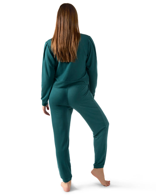 Women's Pleated Jogger Pants and Long Sleeve Shirt Set