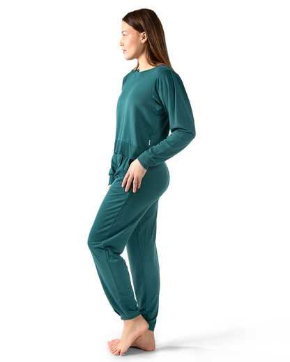 Women's Pleated Jogger Pants and Long Sleeve Shirt Set