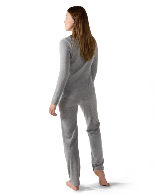 Women's Notch Collar Cotton Blend Pant Pajama Set