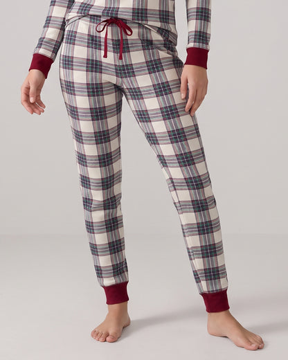 Women's Henley Plaid Cotton Blend Pajama Set