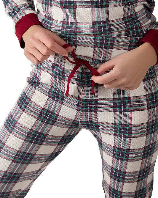 Women's Henley Plaid Cotton Blend Pajama Set