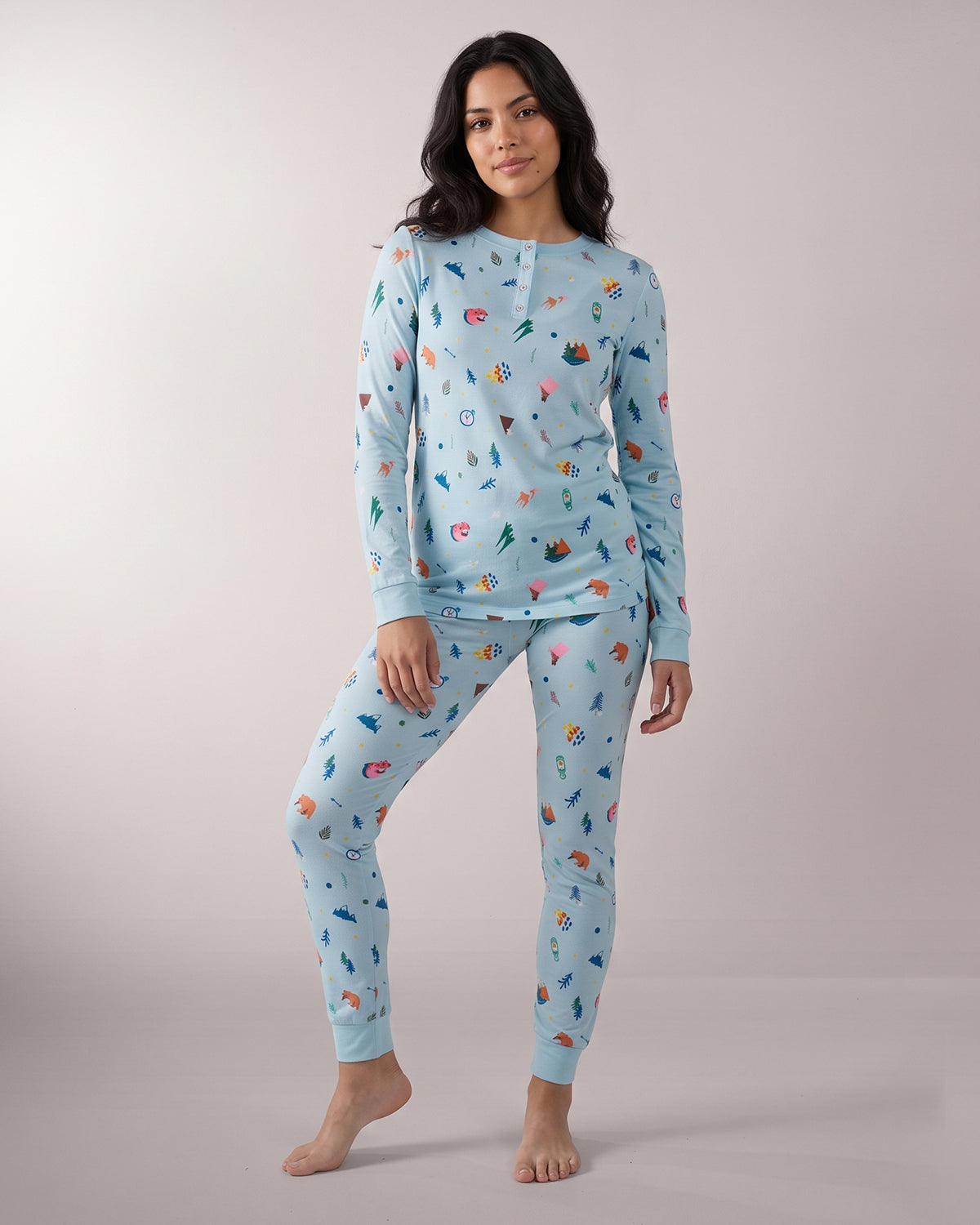Women's Bear and Campfire Fun Two-Piece PJ Set in a Bag