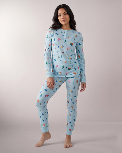 Women's Bear and Campfire Fun Two-Piece PJ Set in a Bag