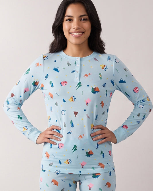 Women's Bear and Campfire Fun Two-Piece PJ Set in a Bag