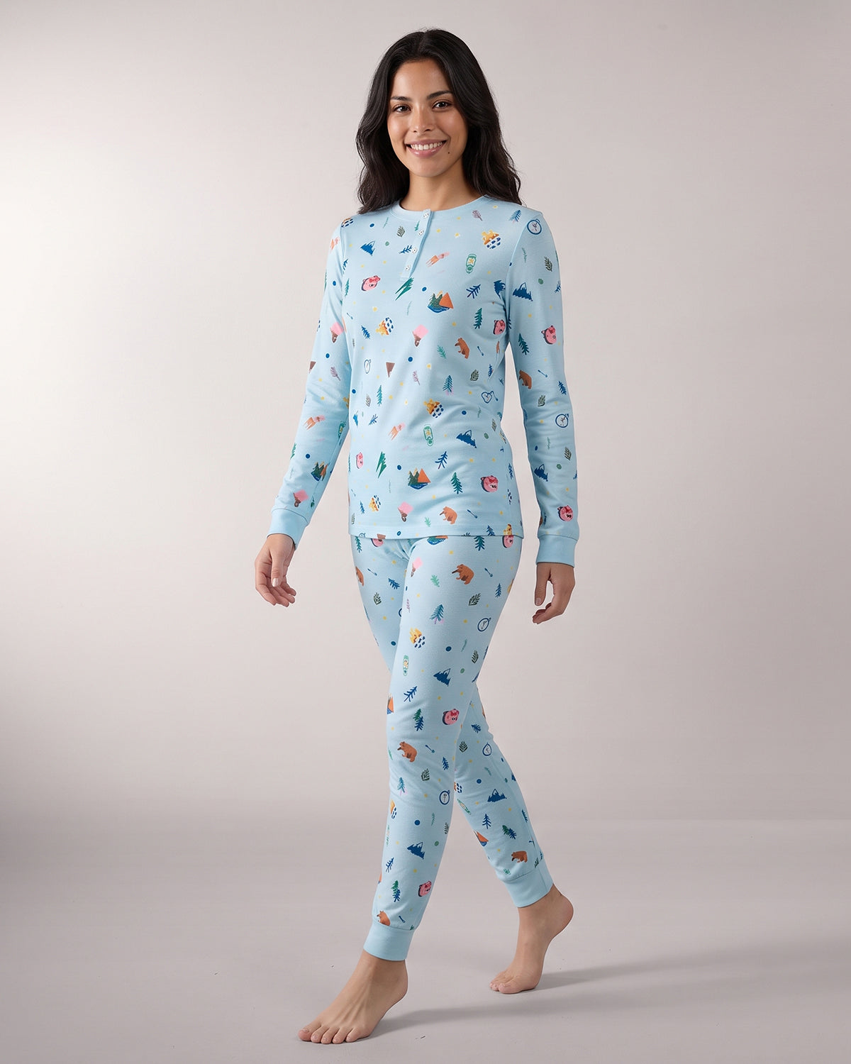 Women's Bear and Campfire Fun Two-Piece PJ Set in a Bag
