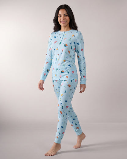 Women's Bear and Campfire Fun Two-Piece PJ Set in a Bag