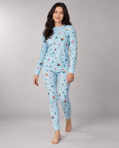 Women's Bear and Campfire Fun Two-Piece PJ Set in a Bag