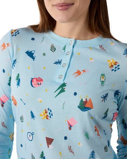 Women's Bear and Campfire Fun Two-Piece PJ Set in a Bag