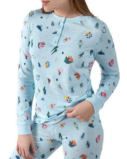 Women's Bear and Campfire Fun Two-Piece PJ Set in a Bag