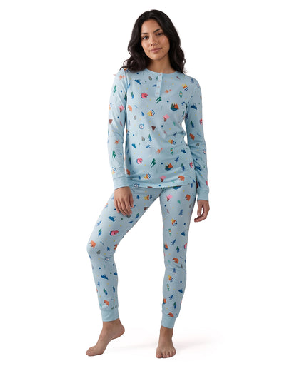 Women's Bear and Campfire Fun Two-Piece PJ Set in a Bag