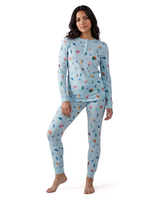 Women's Bear and Campfire Fun Two-Piece PJ Set in a Bag