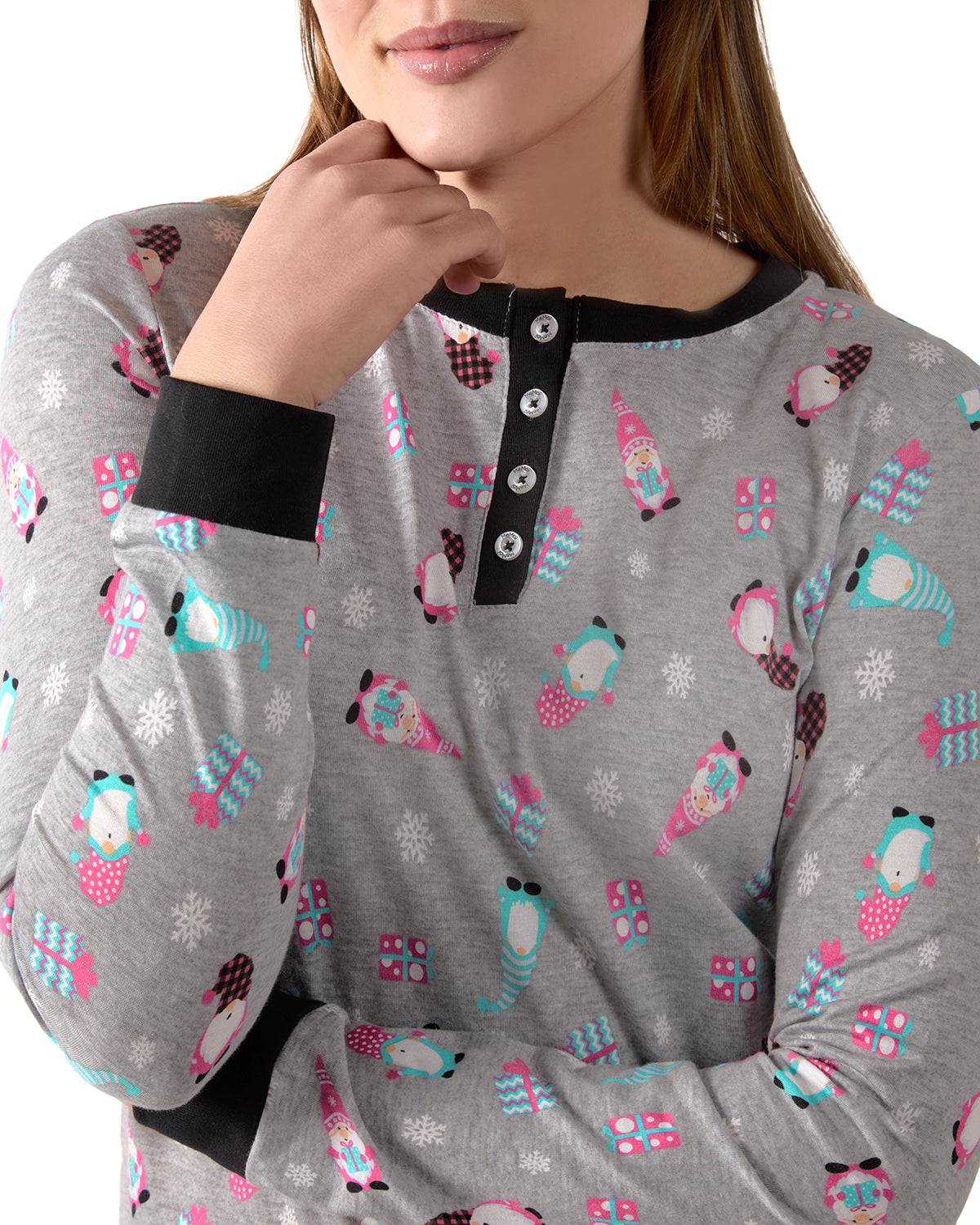 Women's Holiday Gnomes Two-Piece PJ Set in a Bag