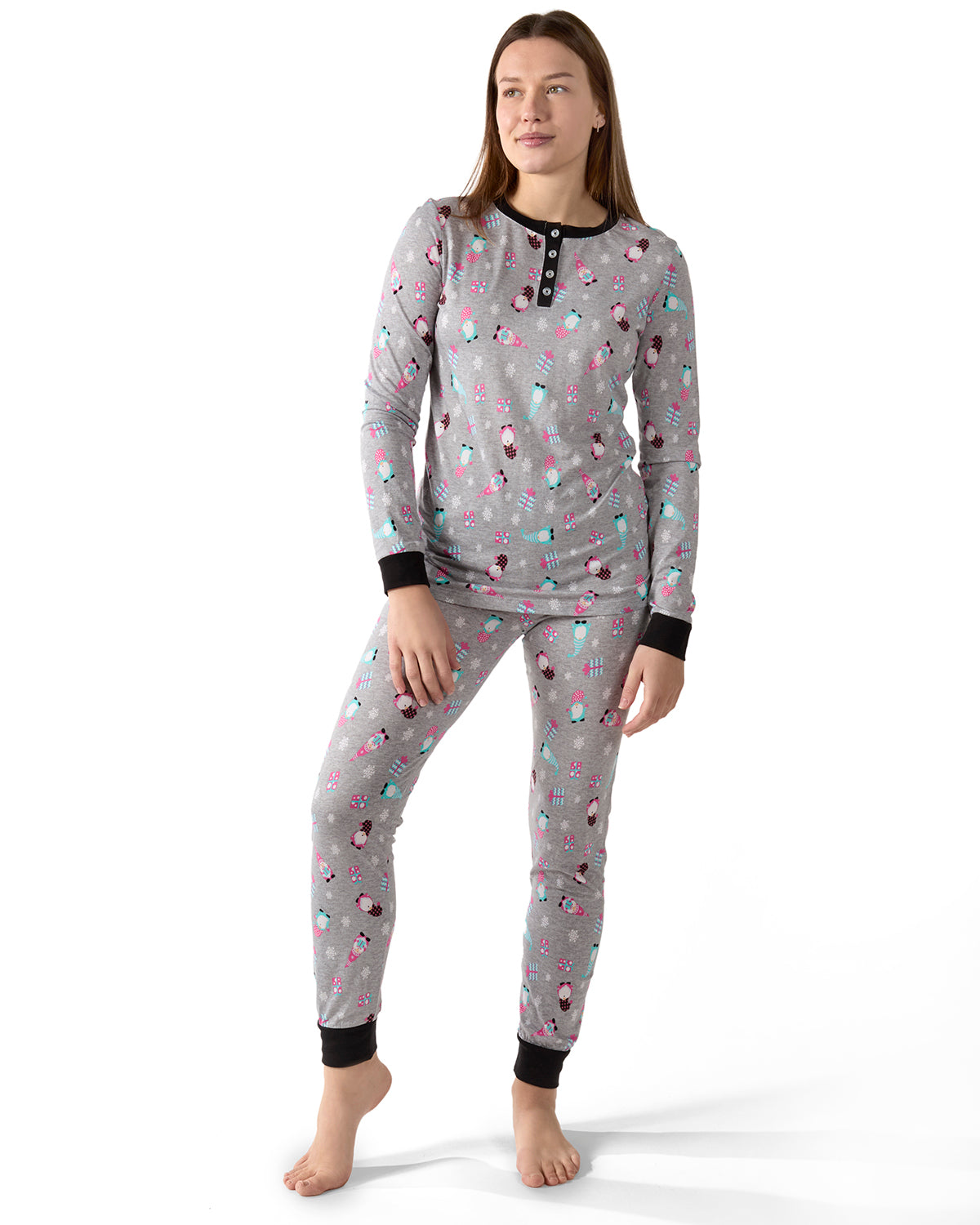 Women's Holiday Gnomes Two-Piece PJ Set in a Bag