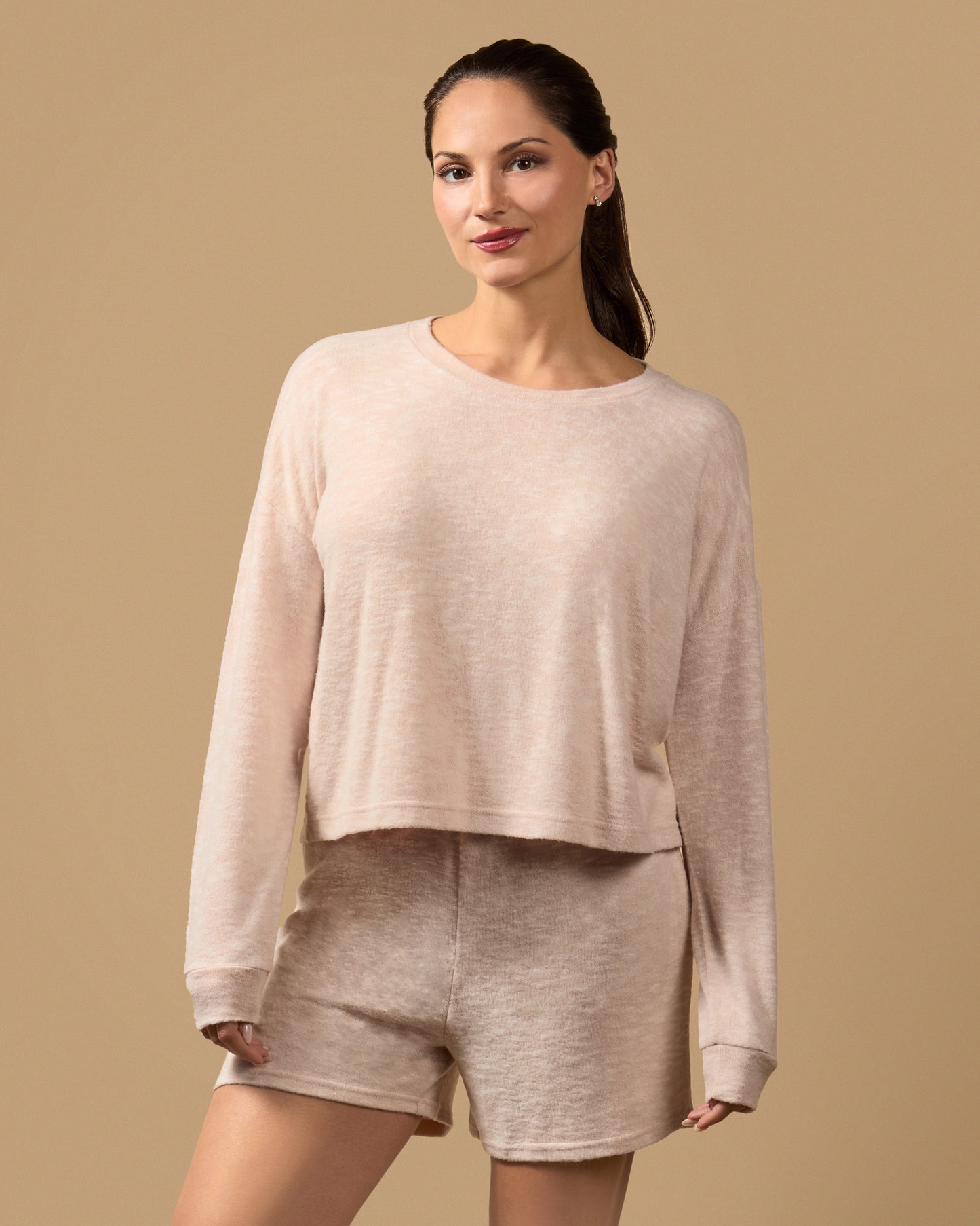 Women's Hacci Matching Short and Long Sleeve Pajama Set