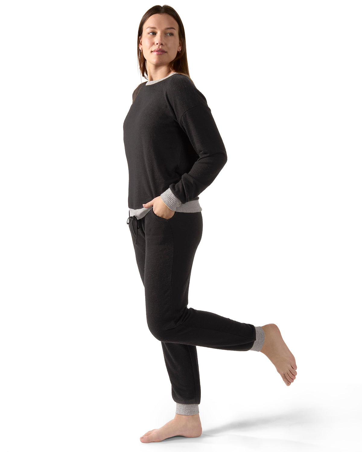 Women's Hacci Matching Pullover Top and Jogger Pants Set