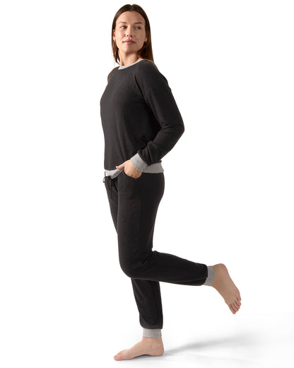 Women's Hacci Matching Pullover Top and Jogger Pants Set