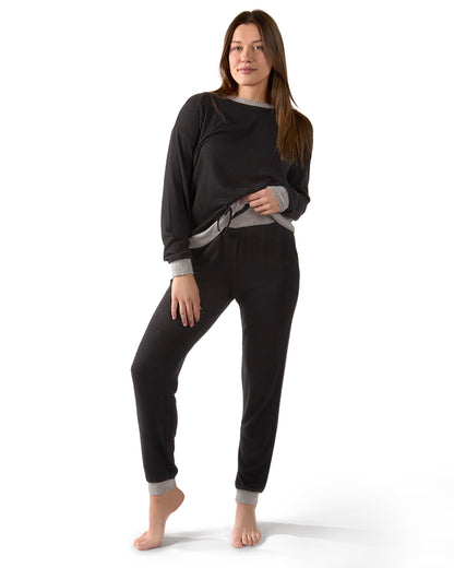 Women's Hacci Matching Pullover Top and Jogger Pants Set