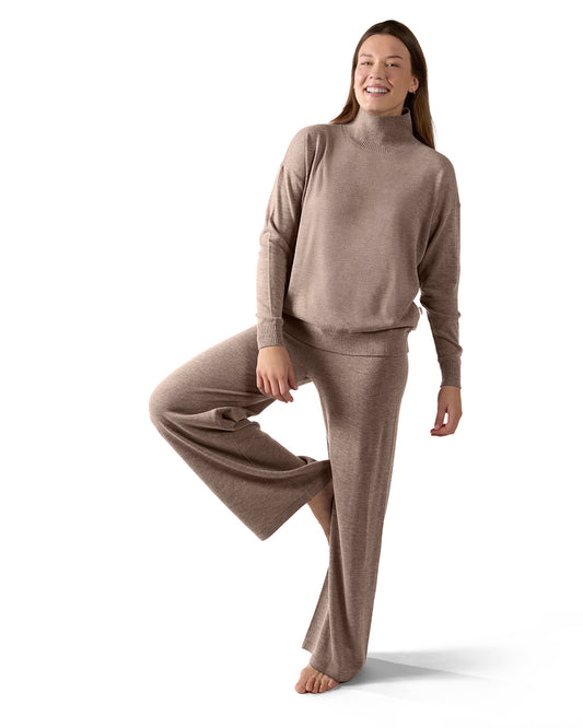 Women's Turtleneck Sweater and Knit Pants Lounge Set