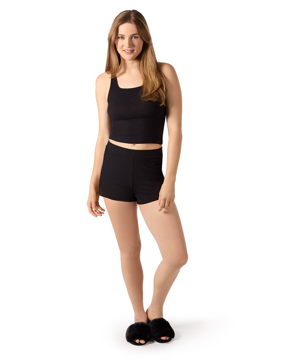 Women's Soft Luxe Matching Ribbed Tank Top and Short Set
