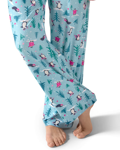 Women's Winter Penguin Two Piece PJ Set in a Bag